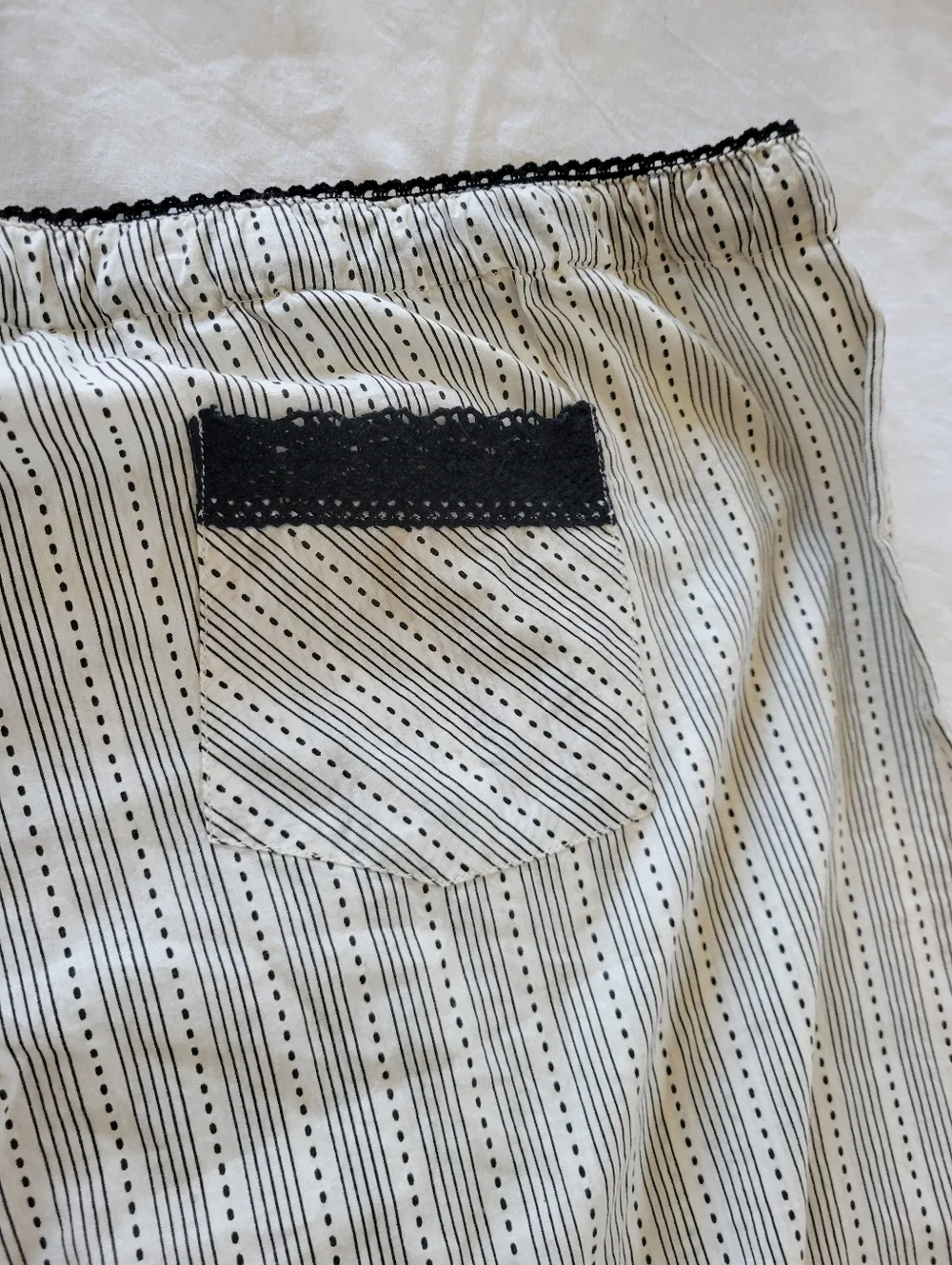 P.J. Salvage Cream & Black Striped Wide Leg Lounge Pants Size L 100% cotton - Picture 10 of 15